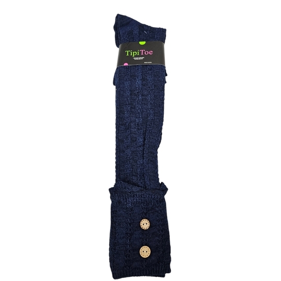 NWT Tipi Toe Marled Navy Blue‎ Cable Knit Knee High Boot Socks Over Knee Socks - Picture 12 of 12
